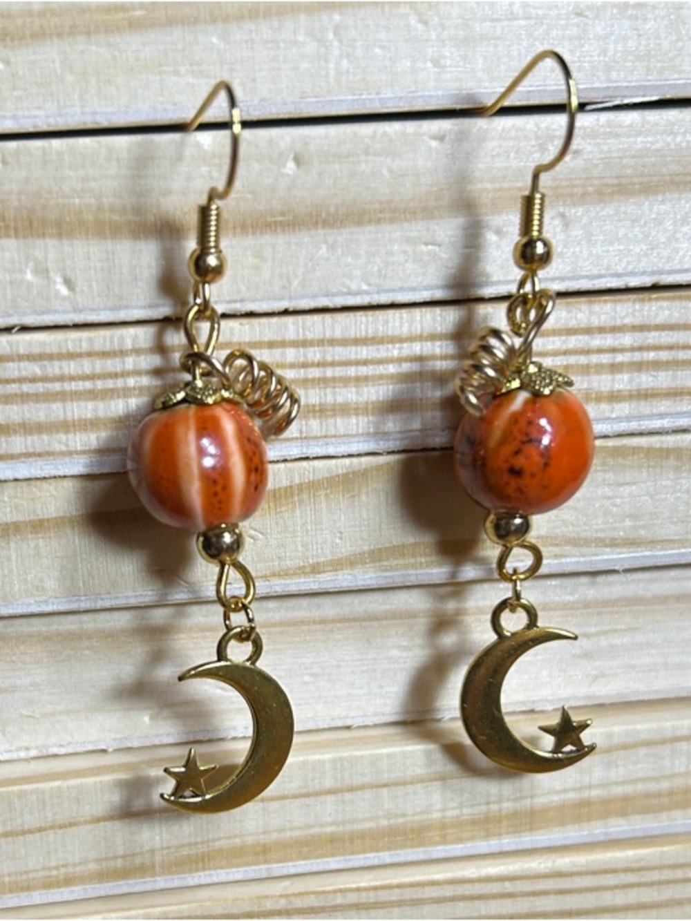 3/$25 Moon and Pumpkin Drop Earrings